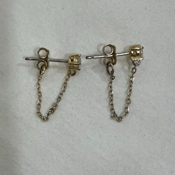 Diamond stud earrings with chain - Picture 1 of 1